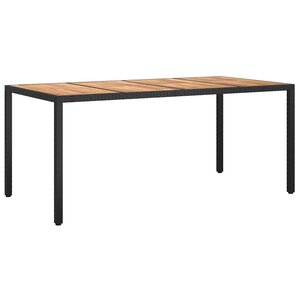 vidaXL Table de jardin pour repas Noir 190 x 90 x 75 cm Poly rotin