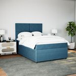 vidaXL Sommier à lattes de lit et matelas bleu 140x190 cm velours