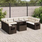 vidaXL Salon de jardin 10 Pièces avec coussins marron résine tressée