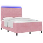 vidaXL Lit à ressort LED avec matelas Rose 140 x 190 cm tissu