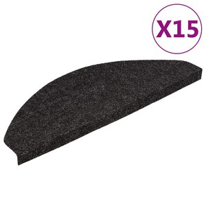 vidaXL Tapis d'escalier autocollants 15 Pièces 65x22 5x3 5 cm Anthracite