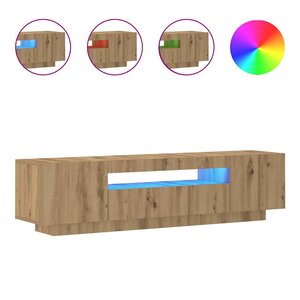 vidaXL Meuble TV avec lumières LED chêne artisanal bois d'ingénierie
