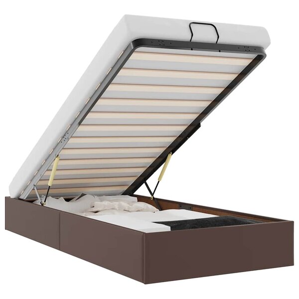 vidaXL Cadre de lit ottoman sans matelas marron 100x200 cm similicuir