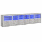 vidaXL Buffet avec lumières LED gris béton 283x37x67 cm