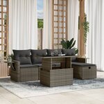 vidaXL Salon de jardin 6 Pièces avec coussins gris résine tressée
