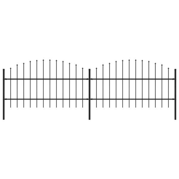 vidaXL Clôture de jardin à dessus en lance Acier (0 75-1)x3 4 m Noir