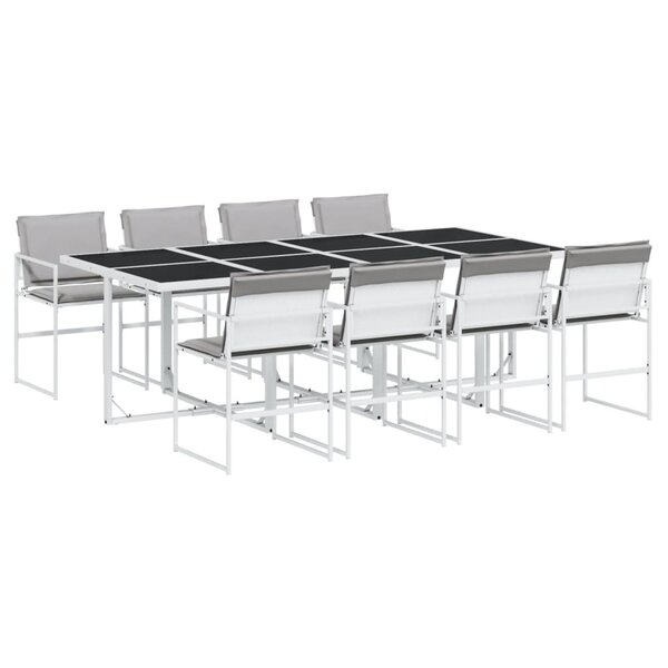 vidaXL Ensemble à manger de jardin avec coussins 9 Pièces blanc textilène