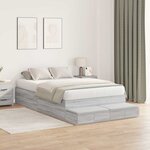 vidaXL Cadre de lit avec rangement Sonoma gris 236.5 x 120 x 31.5 cm