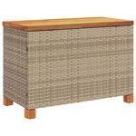 vidaXL Boîte de rangement de jardin beige résine tressée bois d'acacia