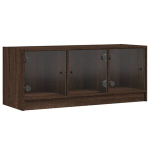 vidaXL Meuble TV avec portes en verre chêne marron 102x37x42 cm