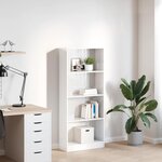 vidaXL Bibliothèque blanc brillant 60x24x143 cm bois d'ingénierie