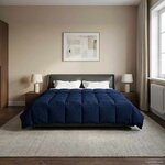 vidaXL Duvet d'hiver Matelassé Bleu foncé 200 x 200 cm Microfibre
