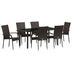 vidaXL Ensemble de salle à manger pour jardin 7 Pièces Marron