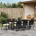 vidaXL Ensemble de salle à manger pour jardin 9 Pièces Noir