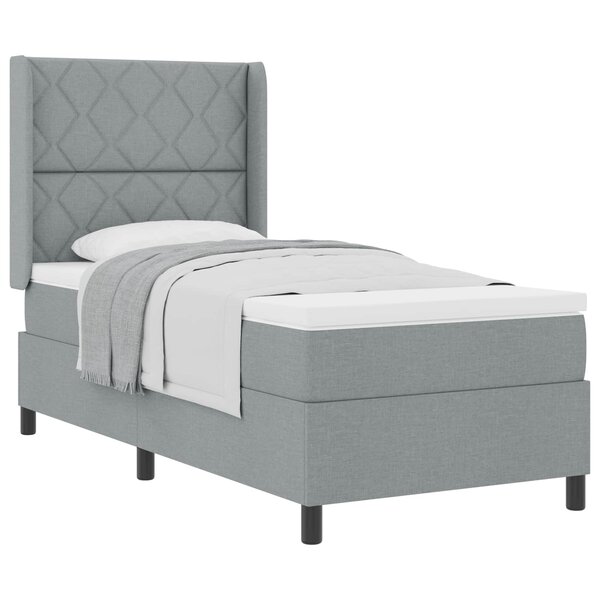 vidaXL Lit à ressorts avec matelas Gris clair 200 x 100 cm tissu
