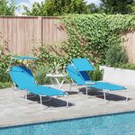 vidaXL Transat 2-personne 2 Pièces Bleu 58 x 188 x 77cm tissu