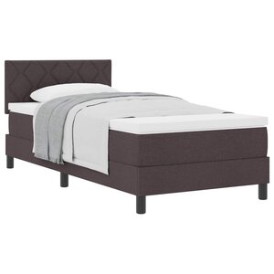 vidaXL Lit à ressorts avec tête de lit Marron foncé 90 x 200 cm tissu