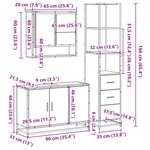 vidaXL Ensemble de meubles de salle de bain 3 Pièces Sonoma gris