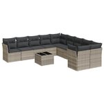 vidaXL Salon de jardin 11 Pièces avec coussins gris clair résine tressée