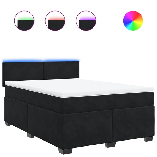 vidaXL Sommier à lattes de lit et matelas Noir 160x200 cm Velours