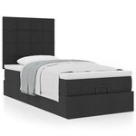 vidaXL Cadre de lit ottoman avec matelas noir 90x190 cm tissu