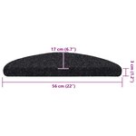 vidaXL Tapis d'escalier autocollants 5 pièces 56 x 17 x 3 cm Noir Demi-rond