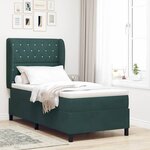vidaXL Lit à ressorts avec matelas vert foncé - 90x200 cm en velours