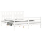vidaXL Cadre de lit avec tête de lit blanc Super King Size bois massif