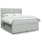 vidaXL Sommier à lattes de lit et matelas Gris clair 200x200cm Velours
