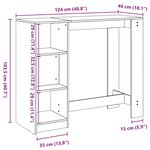 vidaXL Table de bar et étagère blanc 124x46x103 5 cm bois d'ingénierie