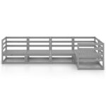 vidaXL Salon de jardin 5 Pièces gris bois de pin massif