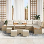 vidaXL Ensemble de canapé de jardin avec coussin 10 Pièces Beige et crème