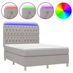 vidaXL Sommier à lattes de lit et matelas et LED Gris clair 140x200 cm