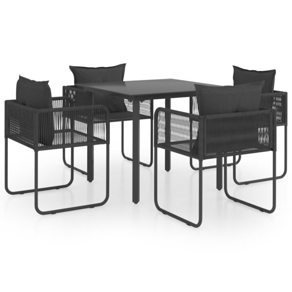 vidaXL Salon de jardin 5 Pièces PVC Résine tressée Noir