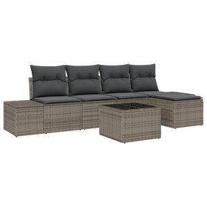 vidaXL Ensemble Canapés 5 pièces avec Coussins Gris Poly Rattan