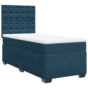 vidaXL Sommier à lattes de lit avec matelas bleu 80x200 cm velours
