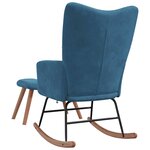 vidaXL Chaise à bascule avec tabouret en velours bleu