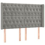 vidaXL Tête de lit à LED Gris clair 147x16x118/128 cm Velours