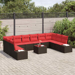 vidaXL Ensemble de canapé de jardin 11 Pièces Marron polyrotin