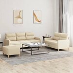 vidaXL Ensemble de canapés 3 Pièces avec coussins Crème Tissu
