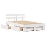 vidaXL Cadre de lit avec tiroirs - Blanc 120 x 190 cm - Bois de pin massif