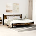 vidaXL Cadre de lit en métal sans matelas chêne fumé 183x213 cm