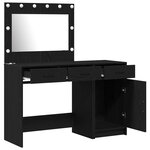 Ensemble de coiffeuse 2 pièces avec LED en bois noir