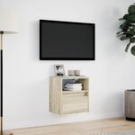 vidaXL Meuble TV mural avec lumières LED chêne sonoma 41x31x45 cm