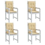 vidaXL Coussins de chaise à dossier bas lot de 4 beige mélangé tissu