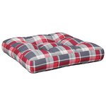 vidaXL Coussin de palette motif à carreaux rouge 60x60x12 cm tissu
