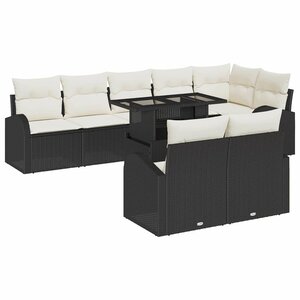 vidaXL Ensemble de Canapés avec coussin 9 Pièces Noir et Crème polyrotin