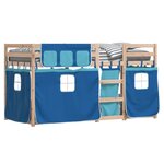 vidaXL Lit superposé avec rideaux bleu 80x200 cm bois pin massif