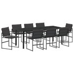 vidaXL Ensemble de Salle à Manger de Jardin en 9 Pièces avec Coussins Noir Textilène et Acier