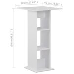 vidaXL Table de bar Blanc 60x60x110 cm
